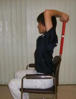 棒体操　肘伸ばし運動　開始位置　Stick physical exercise elbow extending movement beginning position